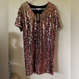 Universal Standard x J. Crew pink sequin dress - L
